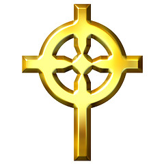 Image showing 3D Golden Celtic Cross