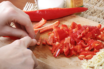 Image showing Chopping vegetables