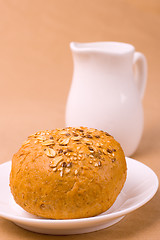 Image showing bread and jug of milk 