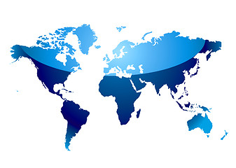 Image showing world map reflect blue