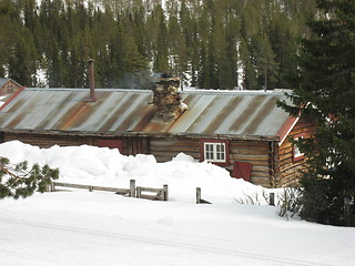 Image showing Old farmhouse in the snow