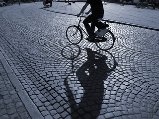 Image showing Cyclist in the sunshine