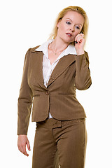 Image showing Woman in brown business suit