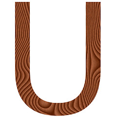 Image showing Wooden Letter U