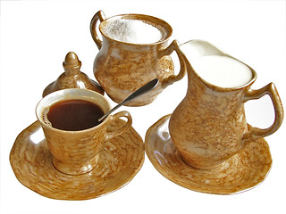 Image showing coffee, cream and sugar