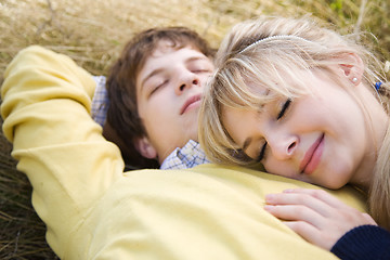 Image showing Relaxing caucasian couple in love