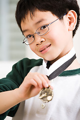 Image showing Winning boy with his medal