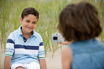 Image showing Kids having fun on the beach