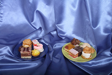 Image showing selection of sweet deserts on the plate