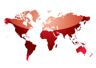 Image showing world map reflect red