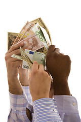 Image showing multiracial hands with money