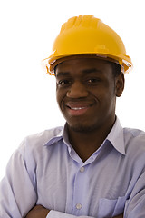 Image showing african engineer smilling