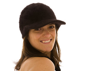 Image showing beautiful woman with a black hat