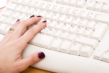 Image showing hand typing in a keyboard