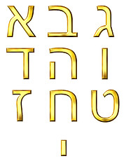 Image showing 3D Golden Hebrew Numbers