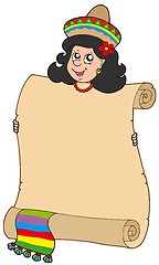 Image showing Cute Mexican girl holding scroll