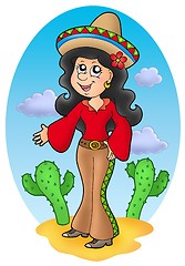 Image showing Cute Mexican girl in desert