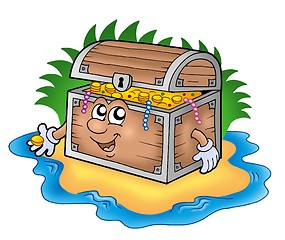 Image showing Cartoon treasure chest on island