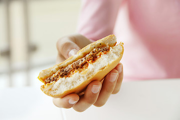 Image showing Hamburger in hand