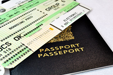Image showing Passport and boarding pass