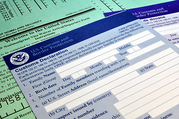 Image showing Arriving in the USA: Customs forms