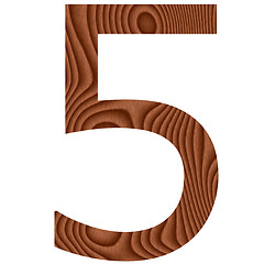 Image showing Wooden Number 5