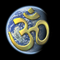 Image showing sacred syllable Aum on Earth