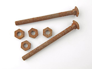 Image showing Rusty nuts and bolts