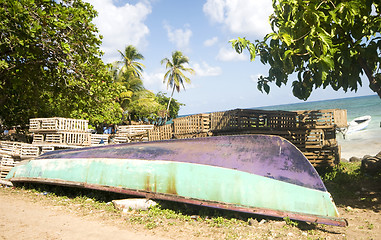 Image showing fishing boat panga lobster traps nicaragua