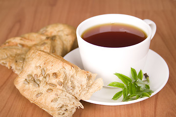 Image showing tea with herbs and bread