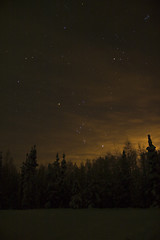 Image showing Orion constellation near the horizon above town lights