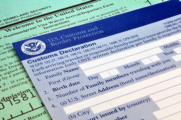 Image showing Arriving in the USA: Customs forms