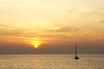 Image showing Yacht at sunset.