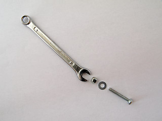 Image showing Spanner with fixings      