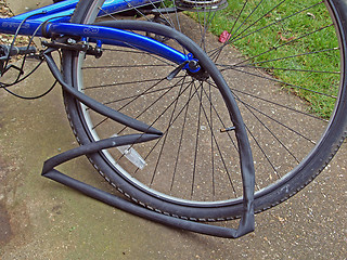 Image showing Mending a puncture on a mountain bike.