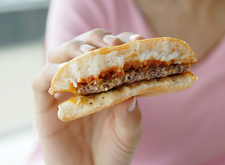 Image showing Hamburger in hand