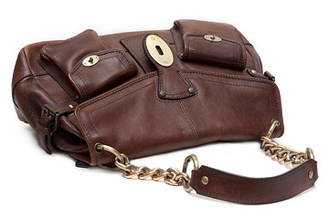 Image showing Beautiful brown leather feminine bag