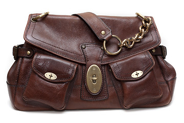 Image showing Beautiful brown leather feminine bag