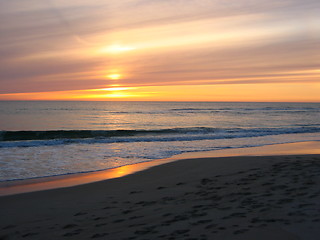 Image showing Sunset at Orre beach in Norway