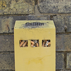 Image showing Close-up of a bin for cigarette buts.