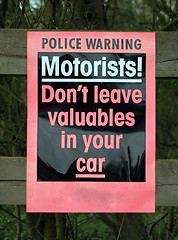 Image showing Police warning sign.