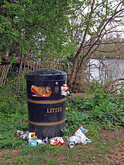 Image showing Overfull litter bin.