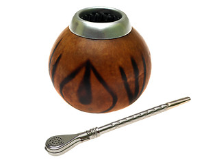 Image showing Calabash and bombilla for Yerba Mate tea