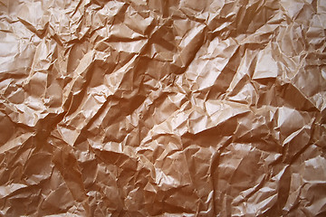 Image showing Wrinkled & crumpled brown paper background