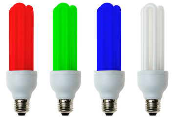 Image showing RGB fluorescent light bulbs