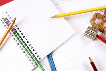 Image showing Color pencil and agenda