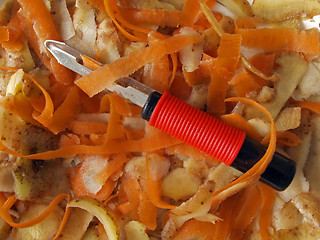 Image showing Vegetable scraper and peelings.