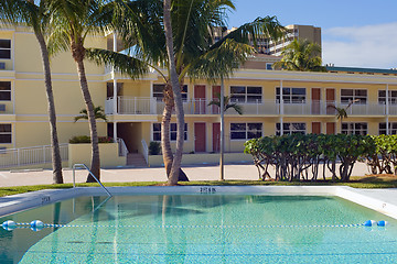 Image showing Hotel rooms and swimming pool