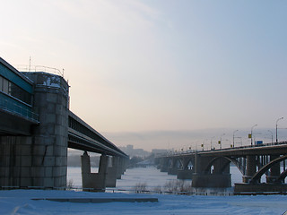 Image showing Subway bridge over river Ob