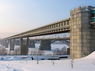 Image showing Subway bridge over river Ob